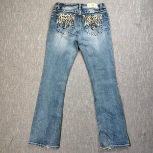 Miss Me Jeans Womens Size 31x33 Medium Wash Mid Rise Chloe Boot Tribal Denim